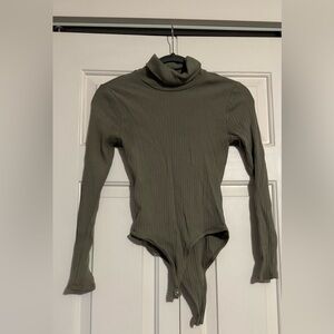 Ambiance Olive Ribbed Bodysuit